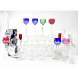 A collection of Edinburgh Crystal comprising ship's decanter, six brandy bells, six wine glasses,