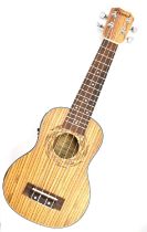 CARAMEL; a model CS100 Zebra Wood soprano acoustic electric ukulele, in carry case. Condition