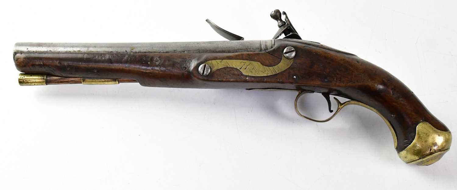 An 18th century British military 1759 pattern light dragoon .65" flintlock pistol, the 9" barrel - Image 2 of 4