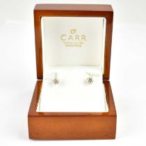 A pair of 18ct white gold earrings with claw set brilliant cut diamonds, each approx. 0.5ct.