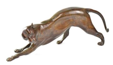 UNATTRIBUTED; a bronze figure of a large cat, unsigned, height 21cm. Provenance: - Purchased by