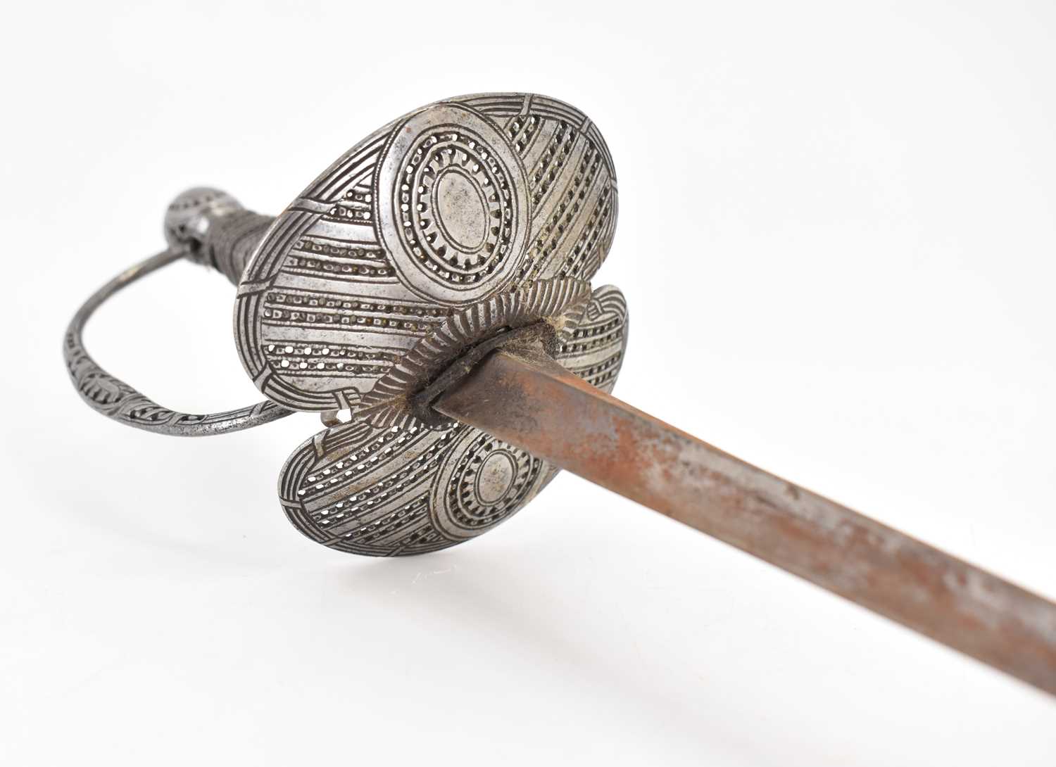 An 18th century British smallsword with pierced butterfly hilt, wire grip handle, unmarked, blade - Image 2 of 4