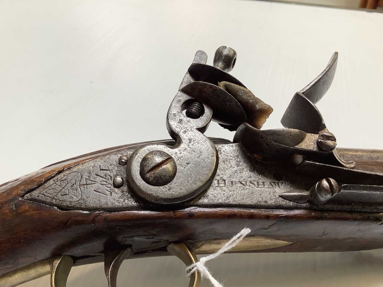 HENSHAW; a late 18th century 15 bore flintlock cavalry pistol, 9.5" barrel stamped with various - Image 3 of 7