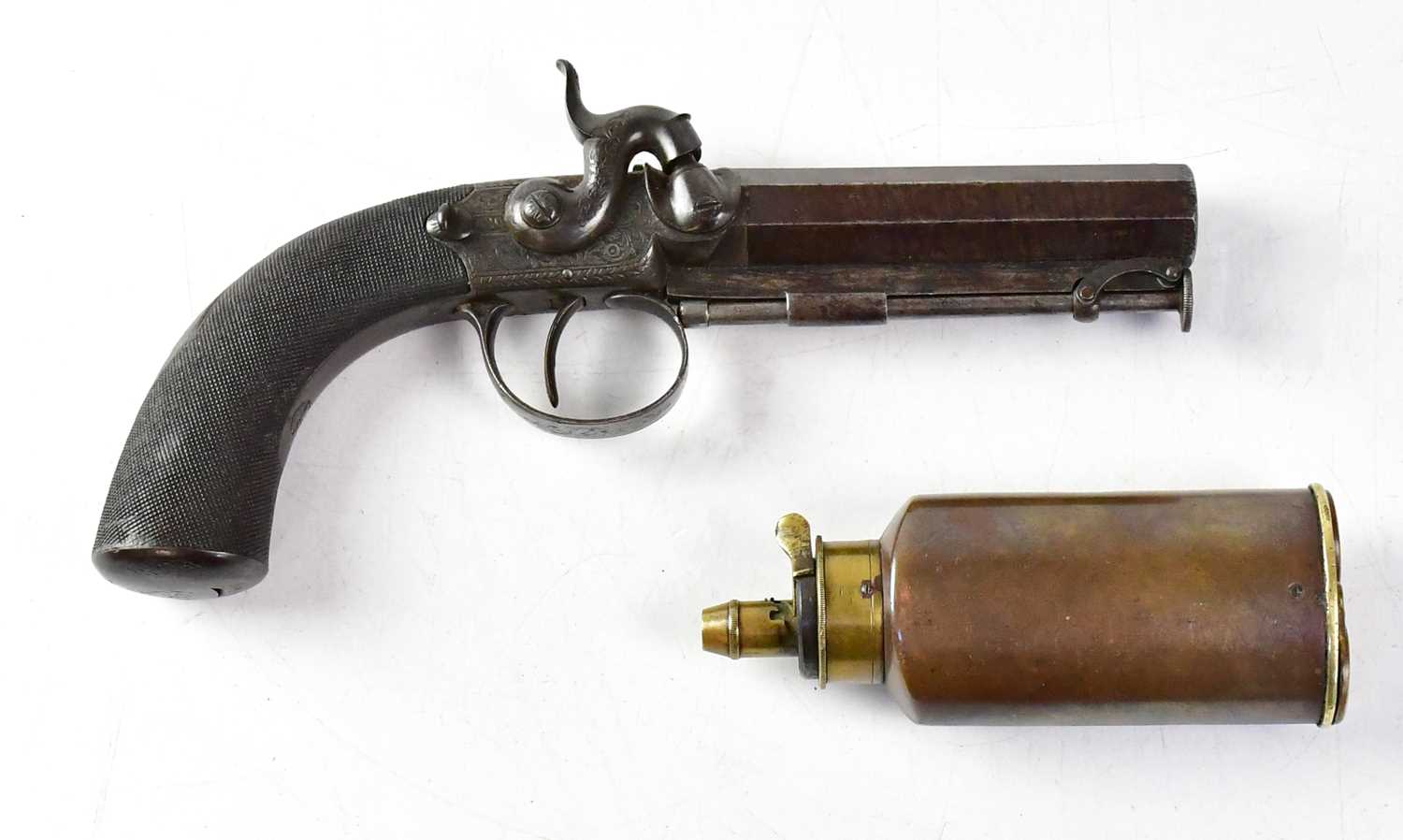 G & J DEANE, LONDON BRIDGE; a 19th century 28 bore percussion cap pocket pistol, 3.5" octagonal