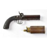 G & J DEANE, LONDON BRIDGE; a 19th century 28 bore percussion cap pocket pistol, 3.5" octagonal