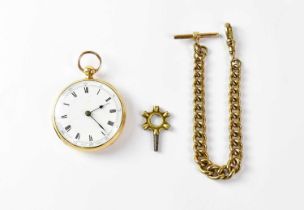 A Victorian 18ct gold open face crown wind pocket watch, the enamelled dial set with Roman numerals,