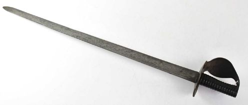 A Georgian 1804 pattern British Naval cutlass with figure of eight guard and segmented iron grip,