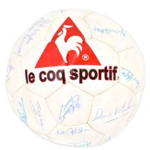 SIR TOM FINNEY; a signed Le Coq Sportif football bearing approximately thirty signatures to