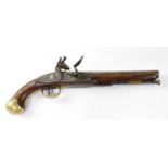 HENSHAW; a late 18th century 15 bore flintlock cavalry pistol, 9.5" barrel stamped with various