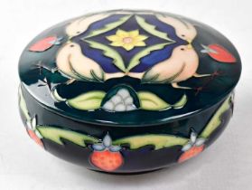 MOORCROFT; a trinket pot in the 'Strawberry Thief' design, copyrighted for 1995, with impressed