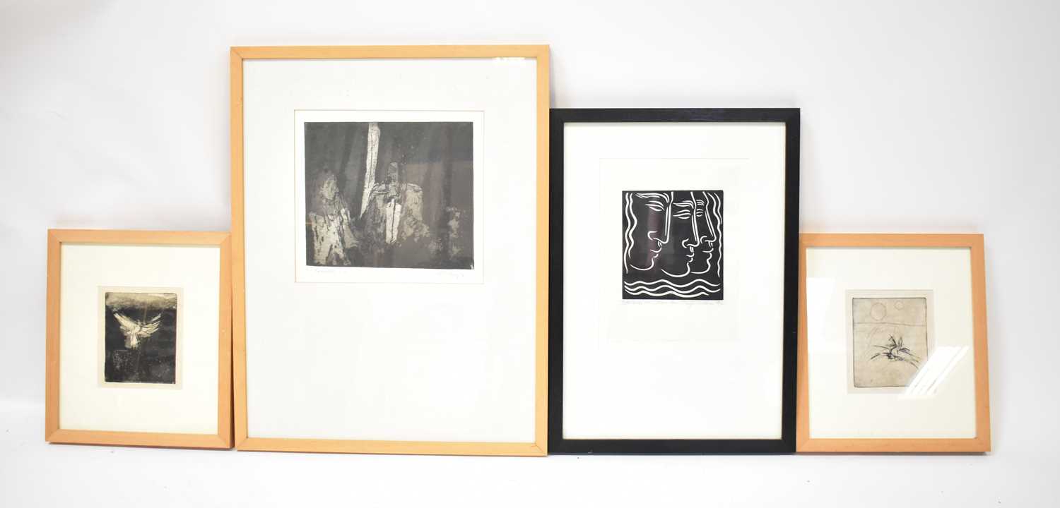 † PHYLLIS MAHON (20th century); screenprint, 'Three Graces Over Water', signed and dated 1992,