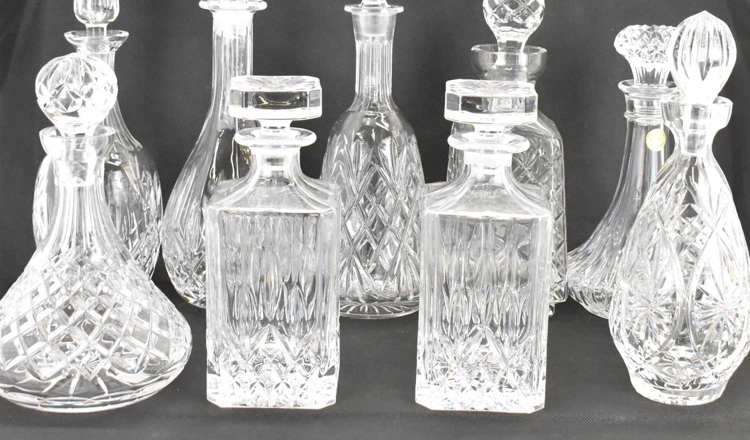 Nine various pressed glass and lead crystal moulded decanters with stoppers, to include a pair of - Image 3 of 3