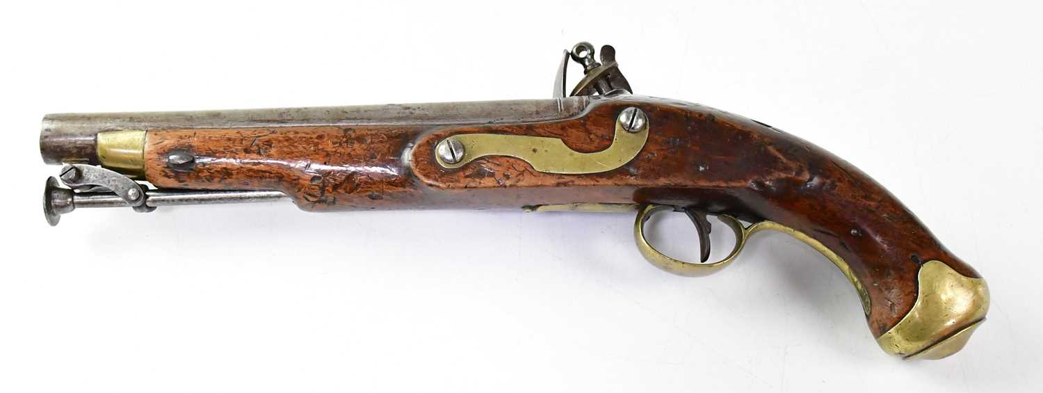 TOWER; an early 19th century .65" New Land flintlock holster pistol with 9" barrel, integral - Image 2 of 2
