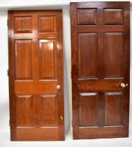 Six solid mahogany internal doors with fielded panels and brass furniture (6). Condition Report: