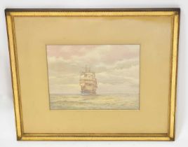 ARTHUR KNOWLES (1875-1850); watercolour, 'A Modern Four-Masted Barque The Mauretania Coming Up