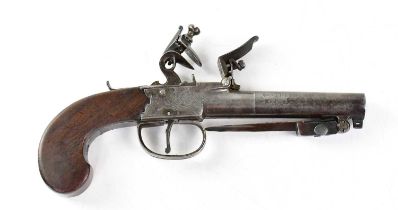 MOTHERSHEAD; a 19th century 50 bore flintlock pocket pistol, the 2.75" turn-off barrel with muzzle