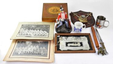 Various militaria and other collectibles, to include a WWII bayonet, a Michael Sutty porcelain