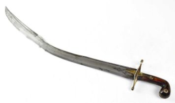 A 19th century Turkish Kilij, the 26.5" curved pala blade with broad spine and 10" double-edged tip,