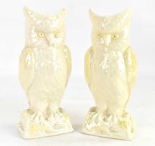 BELLEEK; two owl vases, height 21cm (2). Condition Report: One rings fine, the other has dull ring