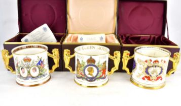 PARAGON; three boxed large loving cups comprising one to commemorate the wedding of Princess Anne