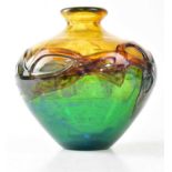 PETER WHEELER FOR WHITEFRIARS; a Peacock Studio Range vase of baluster form, with amber-coloured