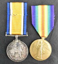 A pair of WWI medals comprising the War Medal 1914-20, and a Victory Medal 1914-1919, awarded to A.