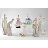 ROYAL DOULTON; seven female figurines comprising HN3296 'Fantasy', HN2139 'Giselle', HN3156 'Bathing