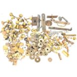 A quantity of door fittings, handles and vintage locks, to include brass examples.