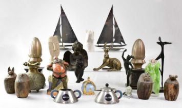 A collectors' lot to include a Royal Doulton model of Falstaff, a spelter model of Mercury, a pair
