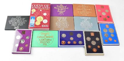 Thirteen 'Coinage of Great Britain & Northern Ireland' proof coin sets, mainly dating to the 1970s
