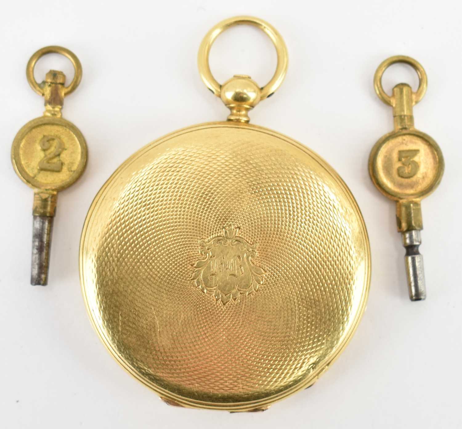 An 18ct gold open face pocket watch, the white enamelled dial set with Roman numerals, outer - Image 2 of 5
