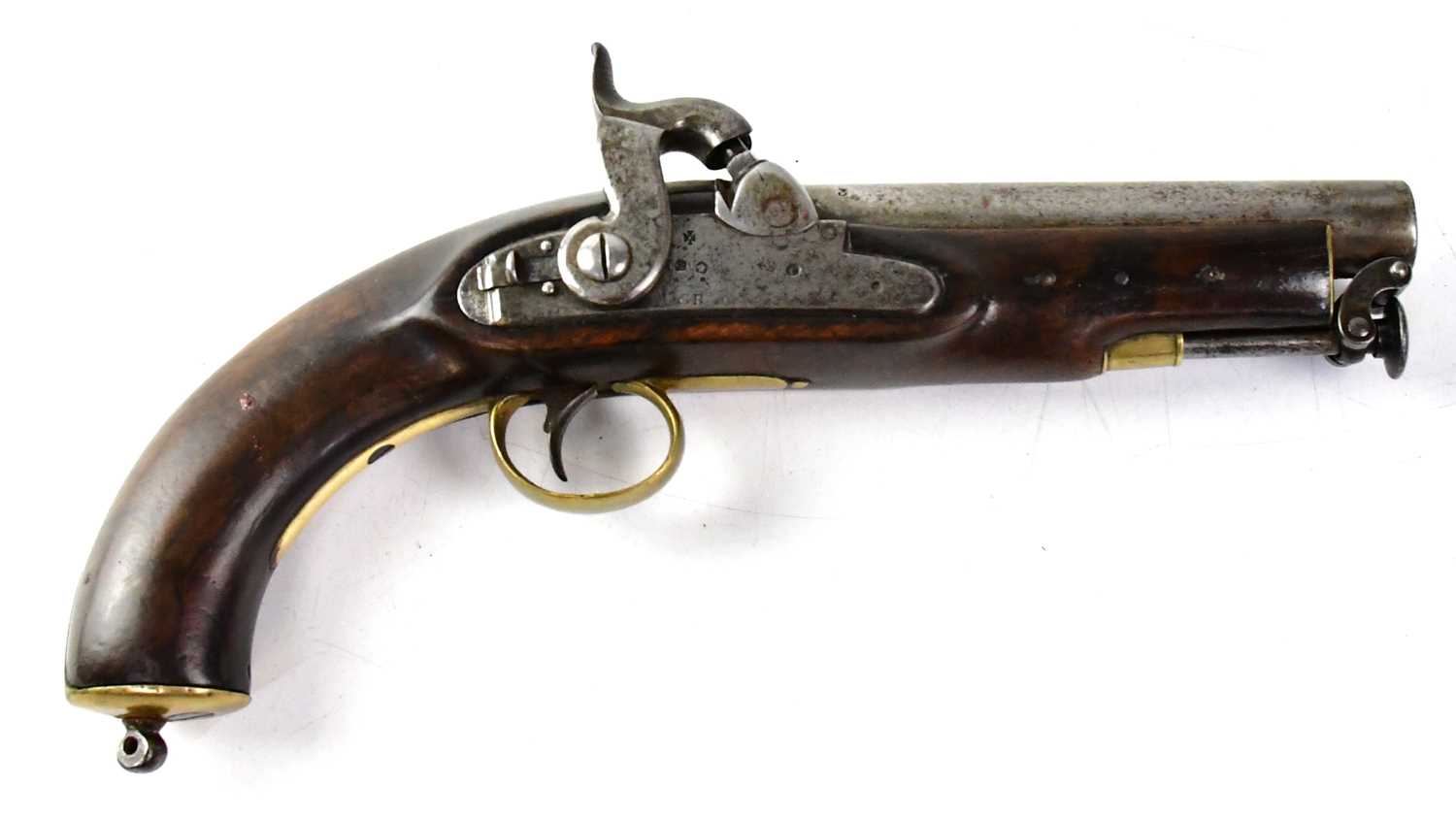TOWER, LONDON; a 19th century 14 bore percussion cap short sea service pistol, 5.5" barrel with