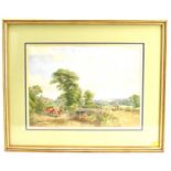 HENRY JUTSUM (1816-1869); watercolour, farmer moving cattle over wooden bridge, signed and dated