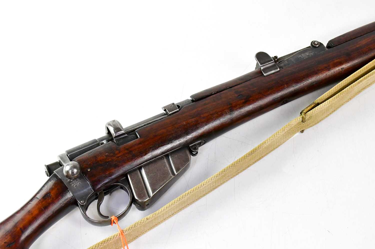 ENFIELD; a deactivated Lee Enfield .303" S.M.L.E. fully stocked bolt action rifle with canvas sling, - Image 2 of 2