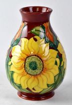 MOORCROFT; a baluster vase in the 'Inca' design, copyrighted for 1994, with impressed and painted