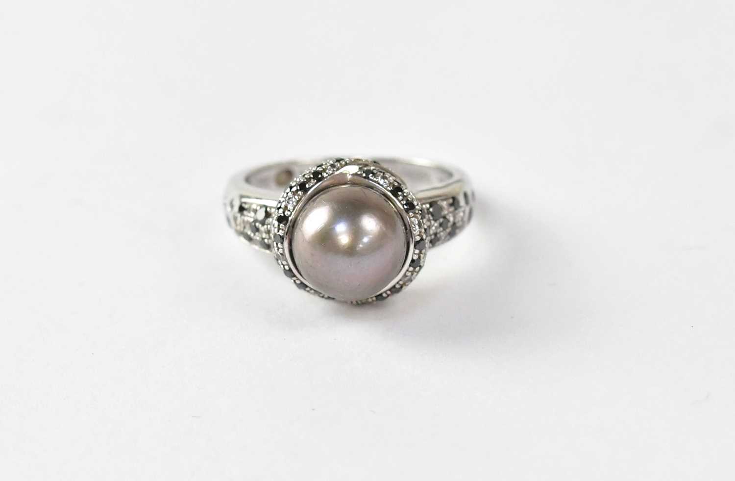 MAUBOUSSIN; an 18ct white gold 'Perle Caviar Mon Amour' ring set with a grey cultured pearl,