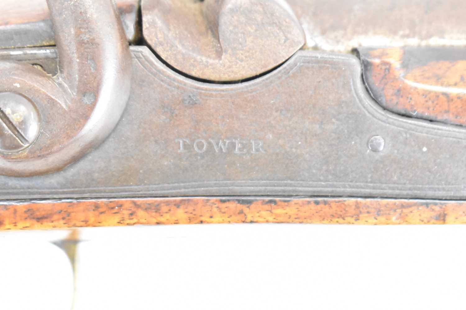 TOWER; a 19th century naval percussion cap pistol with brass and iron mounts, walnut stock, proof - Image 3 of 4