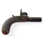 HEWSON, LONDON; a 19th century 54 bore percussion cap pocket pistol, 1.5" turn-off fluted barrel,