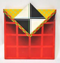 † DEXTER (20th century) mixed media 'Device', a geometric abstract in bright colourway, with