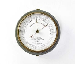 NEGRETTI & ZAMBRA; a tin cased wall-mounted fishermen's aneroid barometer, inscribed to the dial '