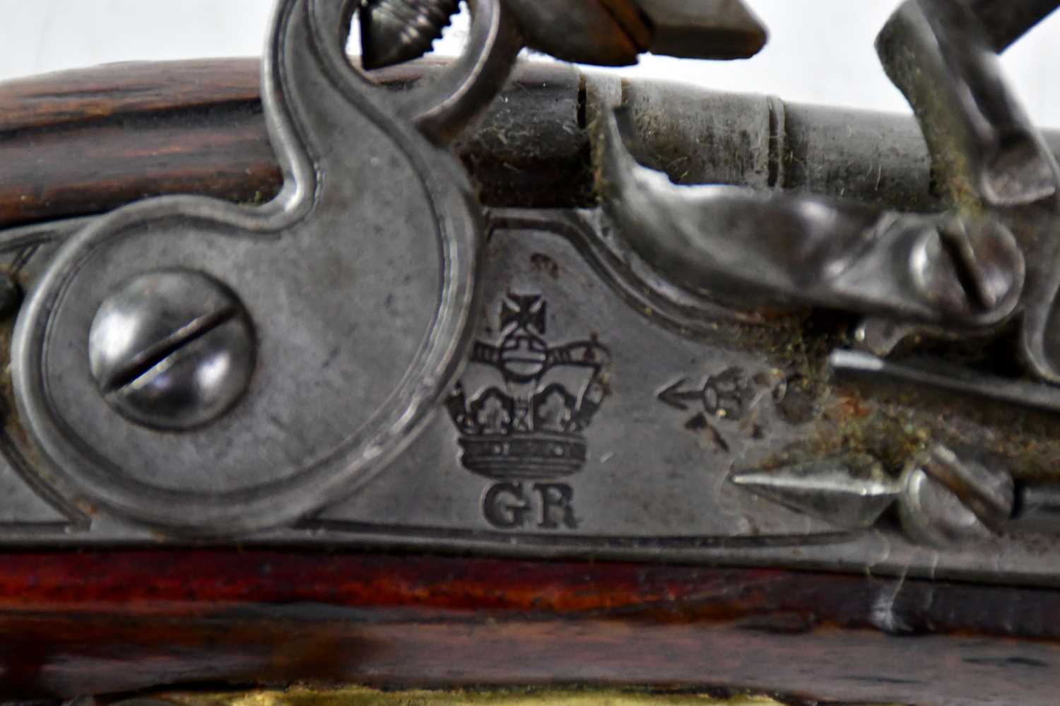 TOWER; an 18th century 25 bore long sea service flintlock pistol, the 12" barrel stamped with the - Image 2 of 6