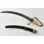 X A late 18th century Naval officer's dirk, the 12" curved single-edged blade with 4.5" double-edged