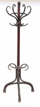 An early 20th century mahogany bentwood flat back coat stand, 205 x 80cm.