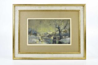 † BRIAN NOLAN (1931-2019); mixed media, 'Kenworthy Lane, Northenden', signed, 20 x 35cm, framed