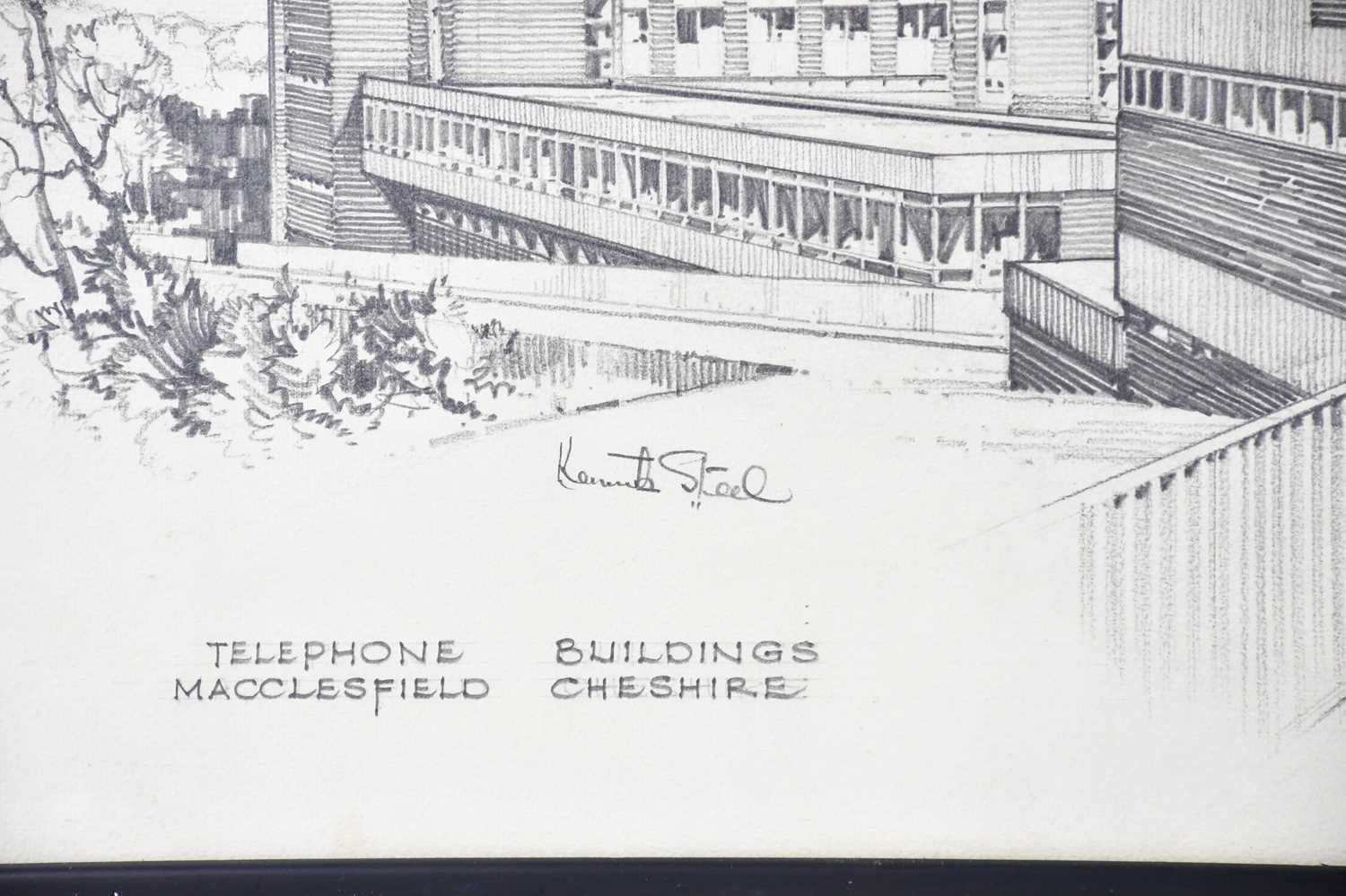 † KENNETH STEEL; a perspective drawing, 'Telephone Building, Macclesfield, Cheshire', signed lower - Bild 3 aus 4