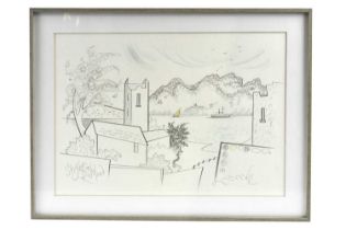† DAVID WILDE (1918-1978); pencil drawing, 'St Just in Roseland', 27 x 38cm, framed and glazed.