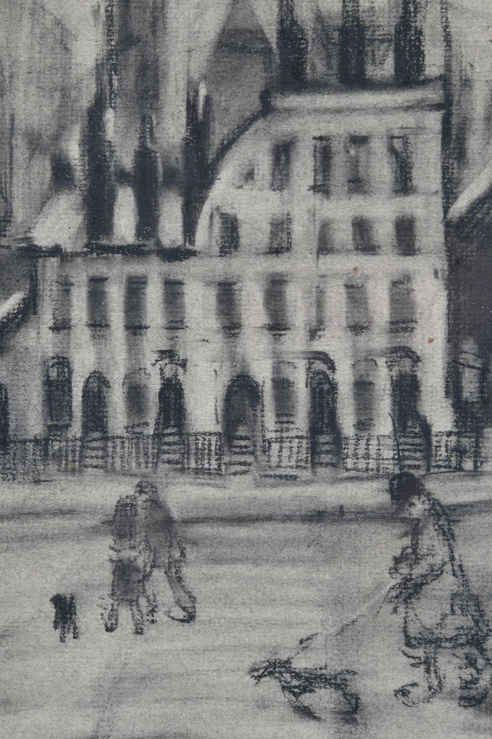 † HAROLD RILEY DL DLITT FRCS DFA ATC (1934-2023); pastel, figures in street scene, signed and - Image 2 of 4