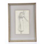 † HARRY RUTHERFORD (1903-1985); pencil drawing of a 1930s lady, bears stamp, 22 x 13cm, framed and