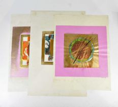 † JOHN SALT (1937-2021), three mixed media abstract studies, signed and numbered 1/1, 6+7cm x