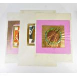 † JOHN SALT (1937-2021), three mixed media abstract studies, signed and numbered 1/1, 6+7cm x